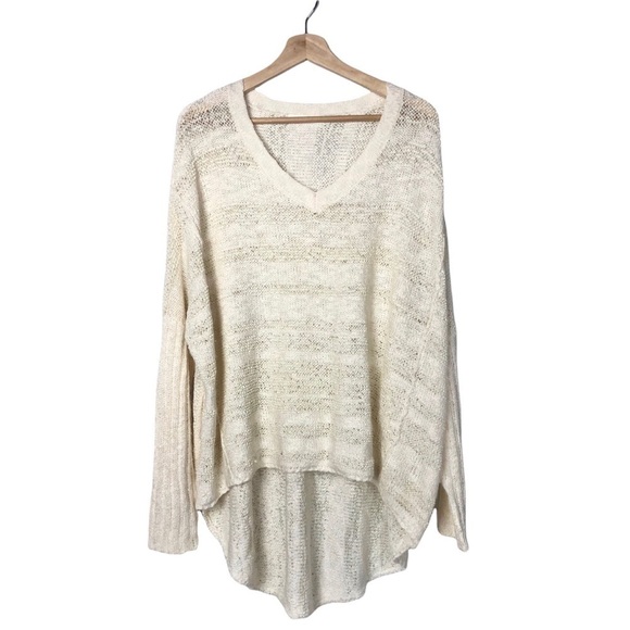 Boutique Textured Knit Pullover V-Neck High Low Sweater 2 - Picture 1 of 7